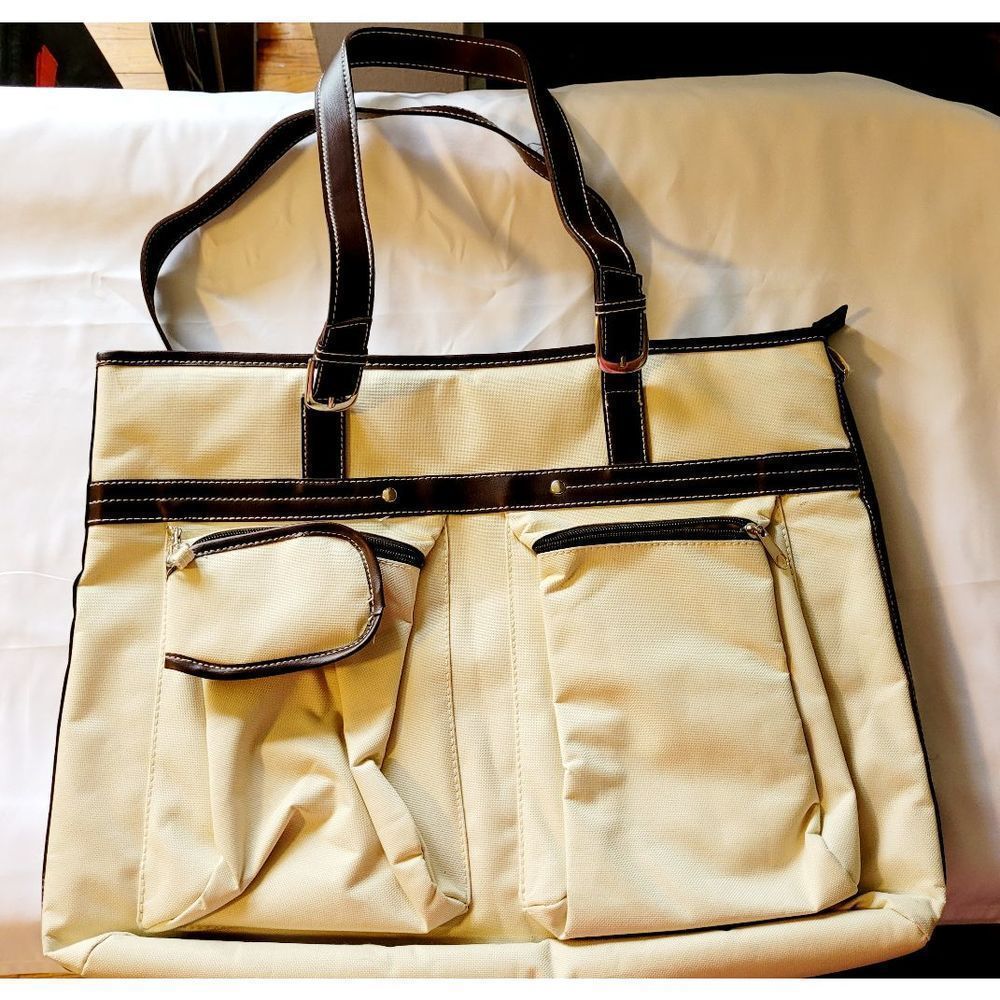 Tan and Brown Women's Tote Bag With Accessories